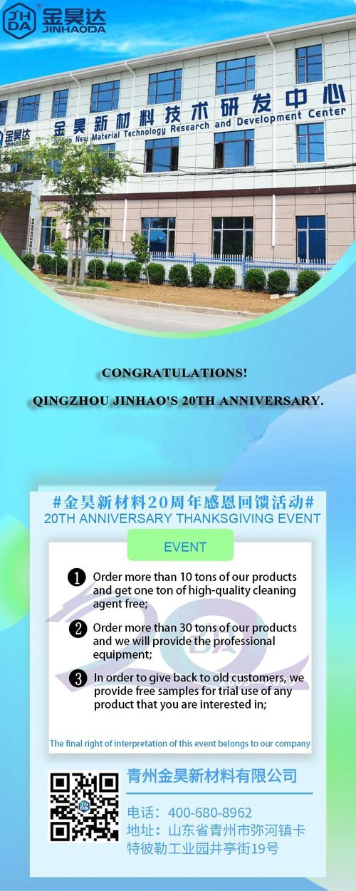últimas noticias de la empresa sobre Felicidades, Qingzhou Jinhao tiene 20 años.