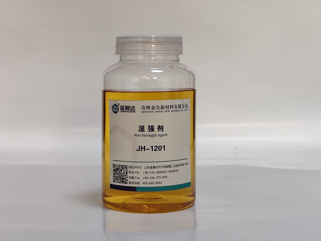 Agente de resistencia húmeda líquido amarillo, soluble en agua pH 3,0-5,0 Viscosidad &lt; 300 mPa.s para almacenamiento