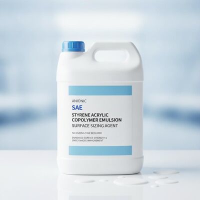 Buen precio Agente de dimensionamiento de la superficie de la emulsión de copolímero acrílico de estireno aniónico SAE sin tiempo de curado requerido para mejorar la resistencia y la suavidad de la superficie en línea