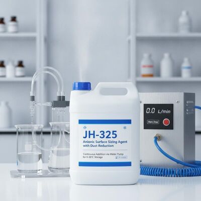 Buen precio Agente de apresto de superficie aniónico JH-325 con reducción de polvo y adición continua mediante bomba dosificadora para almacenamiento a 0-30 °C en línea